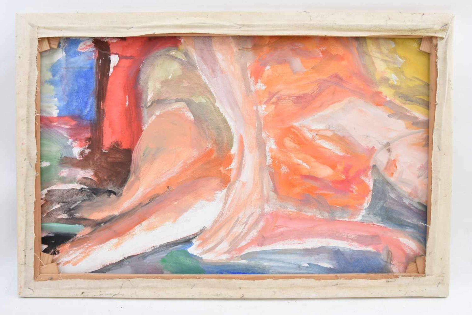 Studie einer Dame, auch rückseitig bemalt, Acryl auf Leinwand, 20.Jahrhundert Expressionistische - Bild 2 aus 2