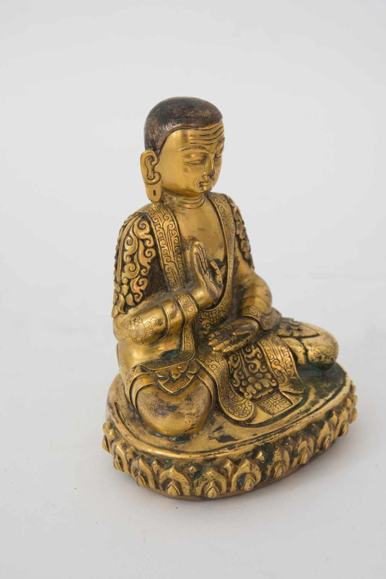 ADIBUDDHA SCULPTURE, firegilt bronze, Central Asia Sculpture finely elaborated, measurements: 12 x - Image 6 of 6