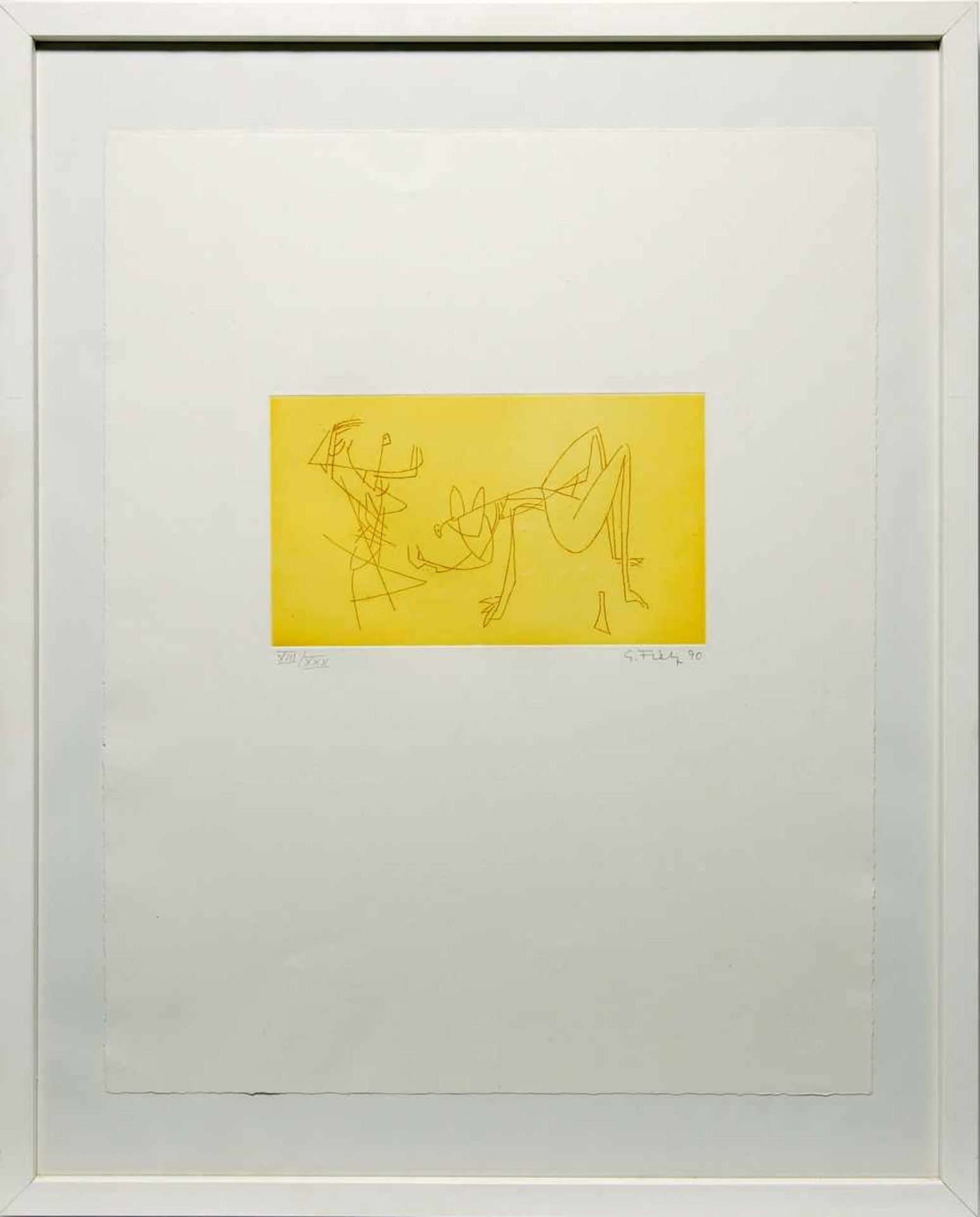 GERHARD FIETZ. Abstraktion der Figur, Serigrafie, hinter Glas gerahmt, signiert und datiert