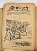KÜNSTLERFLUGBLÄTTER "KRIEGSZEIT", Monochrome Drucke, Deutsches Reich 1914-1916 Mappe mit