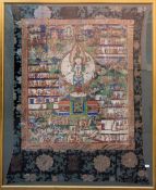 ANTIKER THANGKA, Seide auf Leinen, gerahmt, um 1800. 109 x 86 cm. Guter Erhaltungszustand