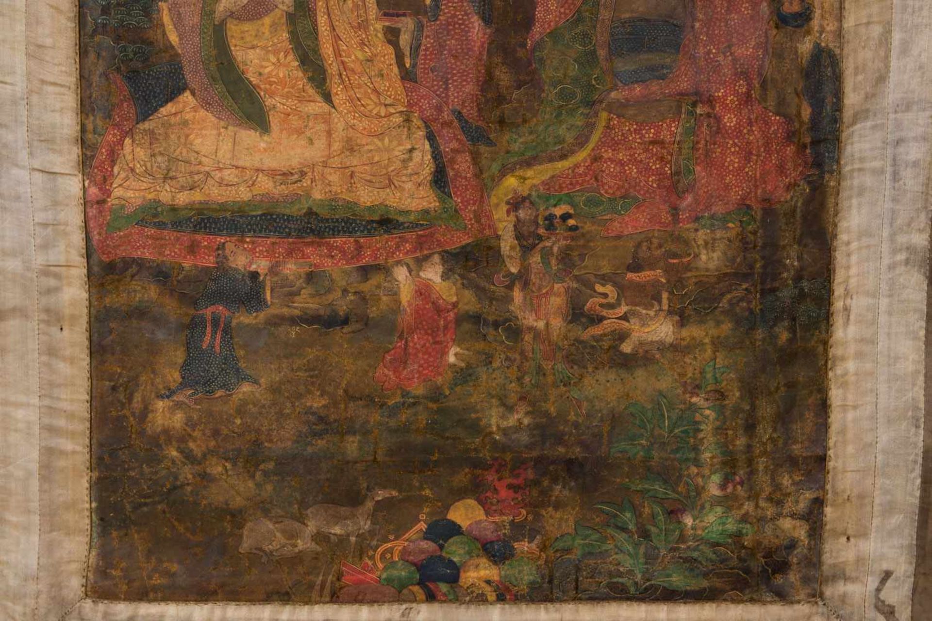 Antiker Serthang Thangka, Seide auf Leinen, Tibet um 1800 Seide auf Leinen, entstanden - Image 3 of 6