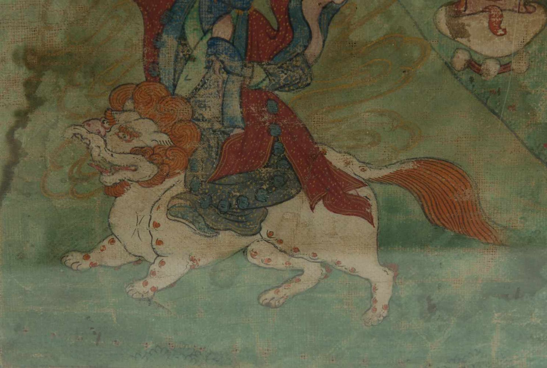 THANGKA MAHAKALA TANZT, Seide auf Leinen, Tibet, spätes 19. Jahrhundert. Antiker Thangka mit - Bild 5 aus 6