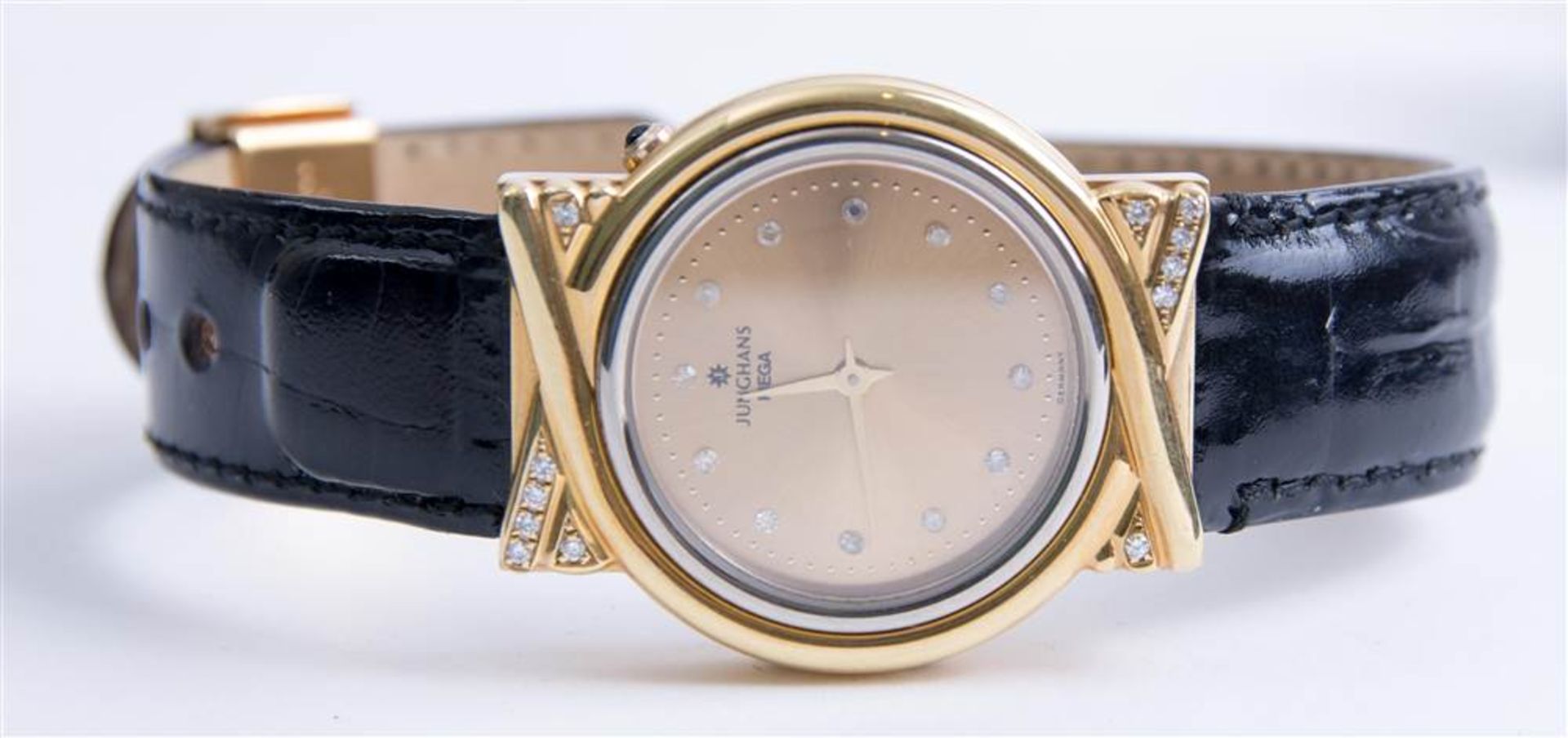 LADIES WRISTWATCH, JUNGHANS, "Mega", 18K gold with 12 Brilliants, Quartz, Edition 1811 leather strap - Bild 4 aus 9