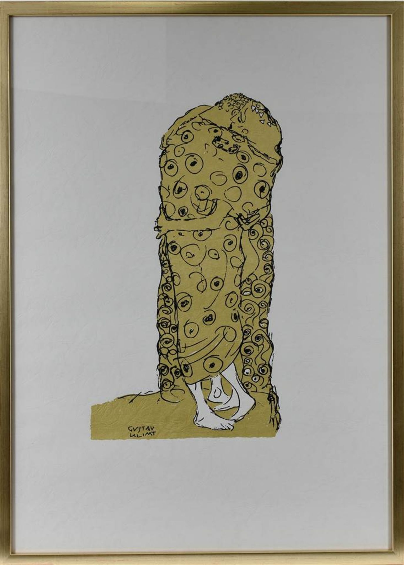 GUSTAV KLIMT. Nach. Der Kuss, Serigrafie, hinter Glas gerahmt, 20.Jahrhundert Autorisierte - Bild 2 aus 3