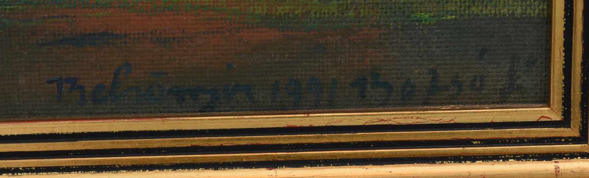 "Wolken überm Wald", Öl auf Leinwand, gerahmt, signiert und datiert, 20. Jahrhundert Pastoser - Bild 2 aus 2