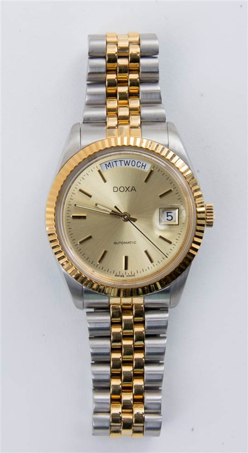 DOXA, "Datejust" Armbanduhr parziell goldfarbenes Edelstahlgehäuse, Band mit Klappschließe, - Bild 3 aus 5