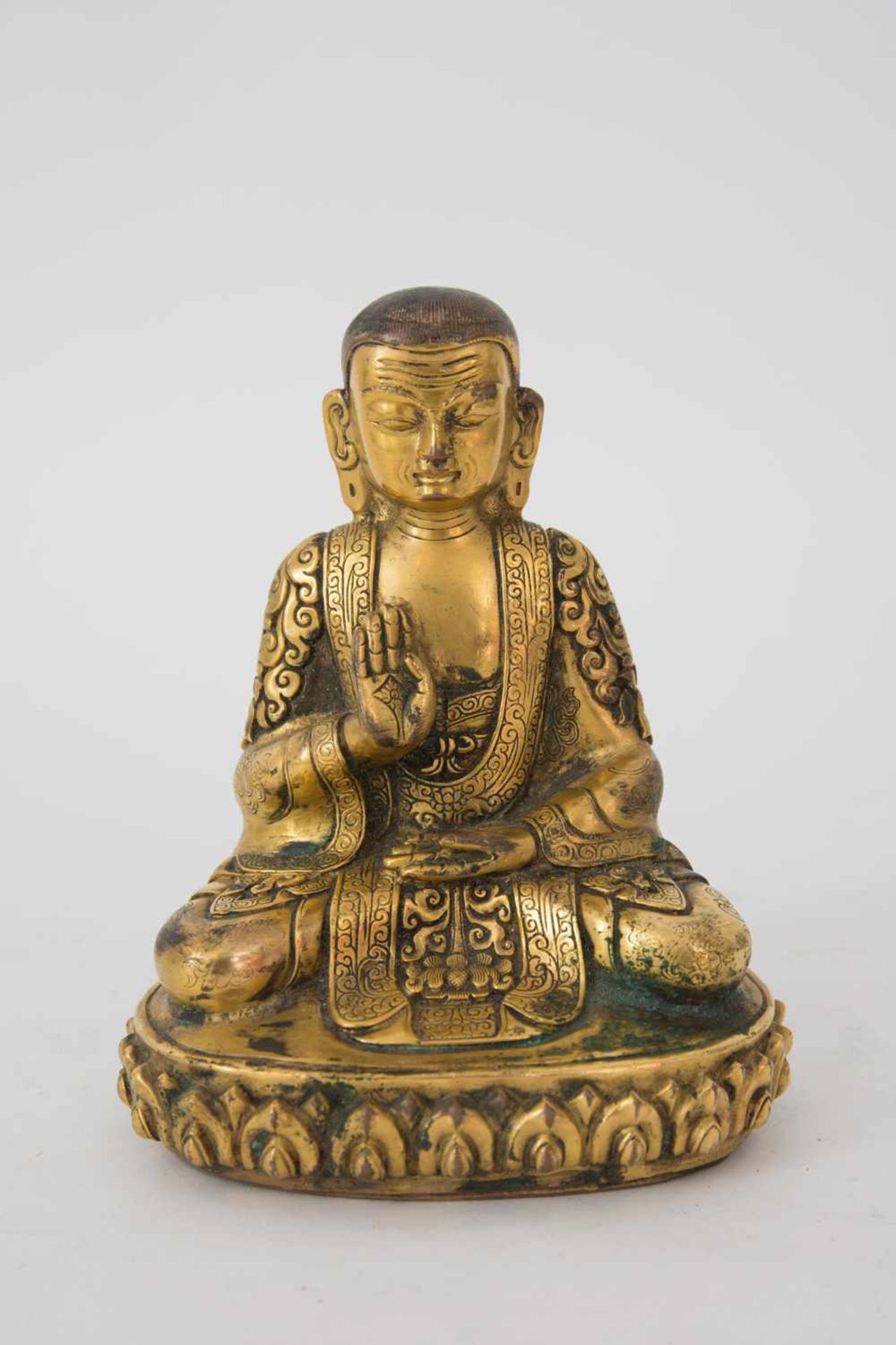 ADIBUDDHA SCULPTURE, firegilt bronze, Central Asia Sculpture finely elaborated, measurements: 12 x - Bild 2 aus 6