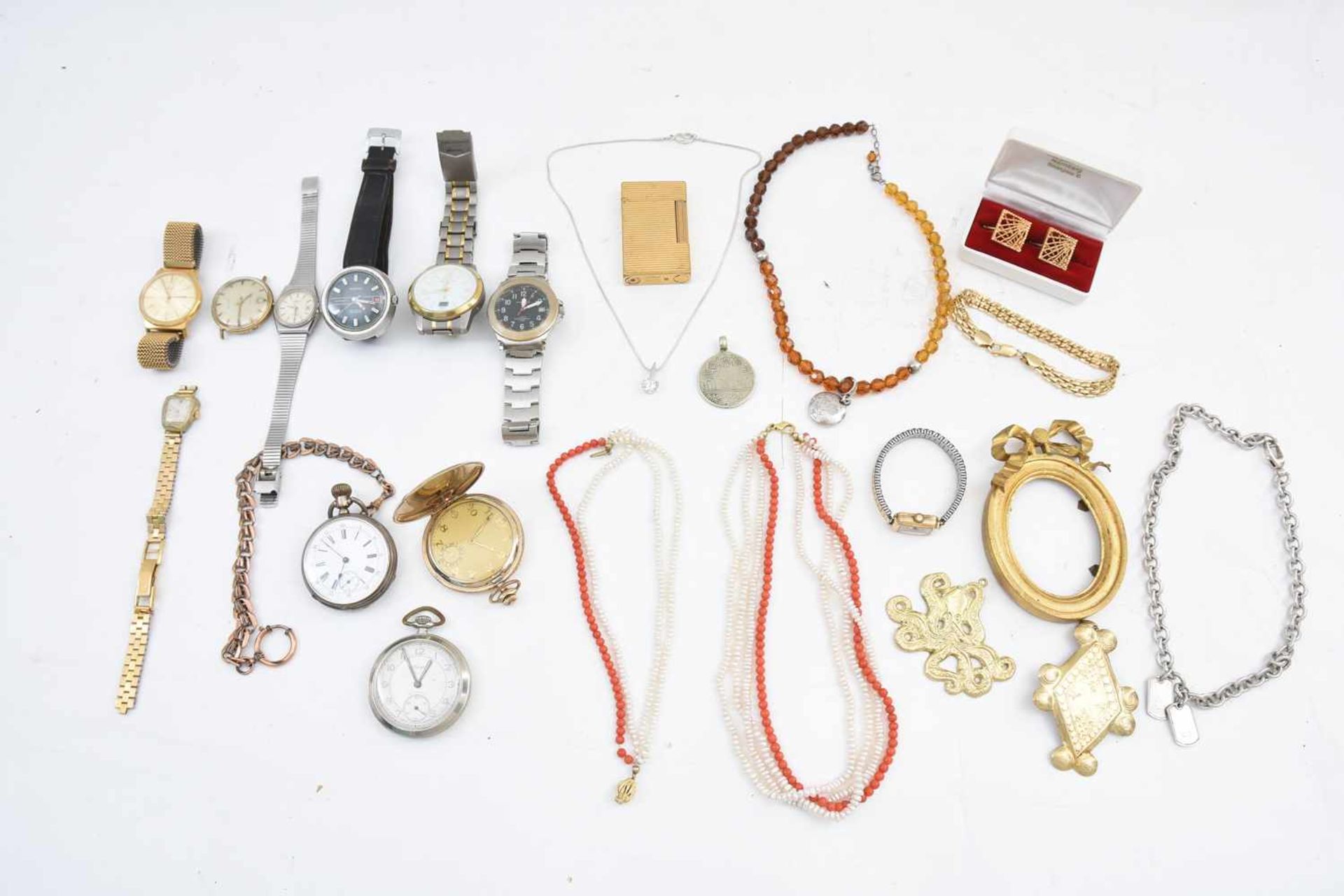 KONVOLUT MODESCHMUCK & UHREN Diverse Artikel z.B. Modeschmuck, Taschenuhren, Armbanduhren und