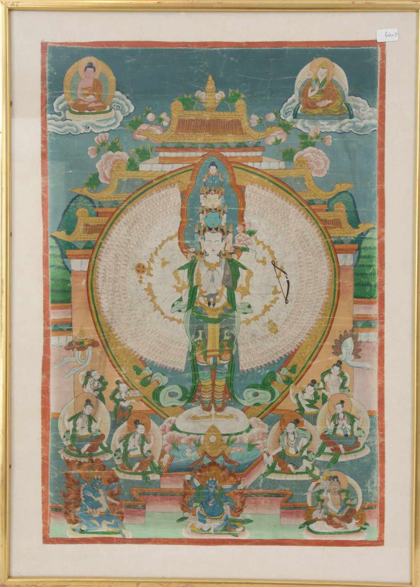 ZWEI THANGKAS, Nepal spätes 19. Jahrhundert Zwei Thangkas (einer gerahmt), Herkunft aus Nepal des - Image 6 of 8