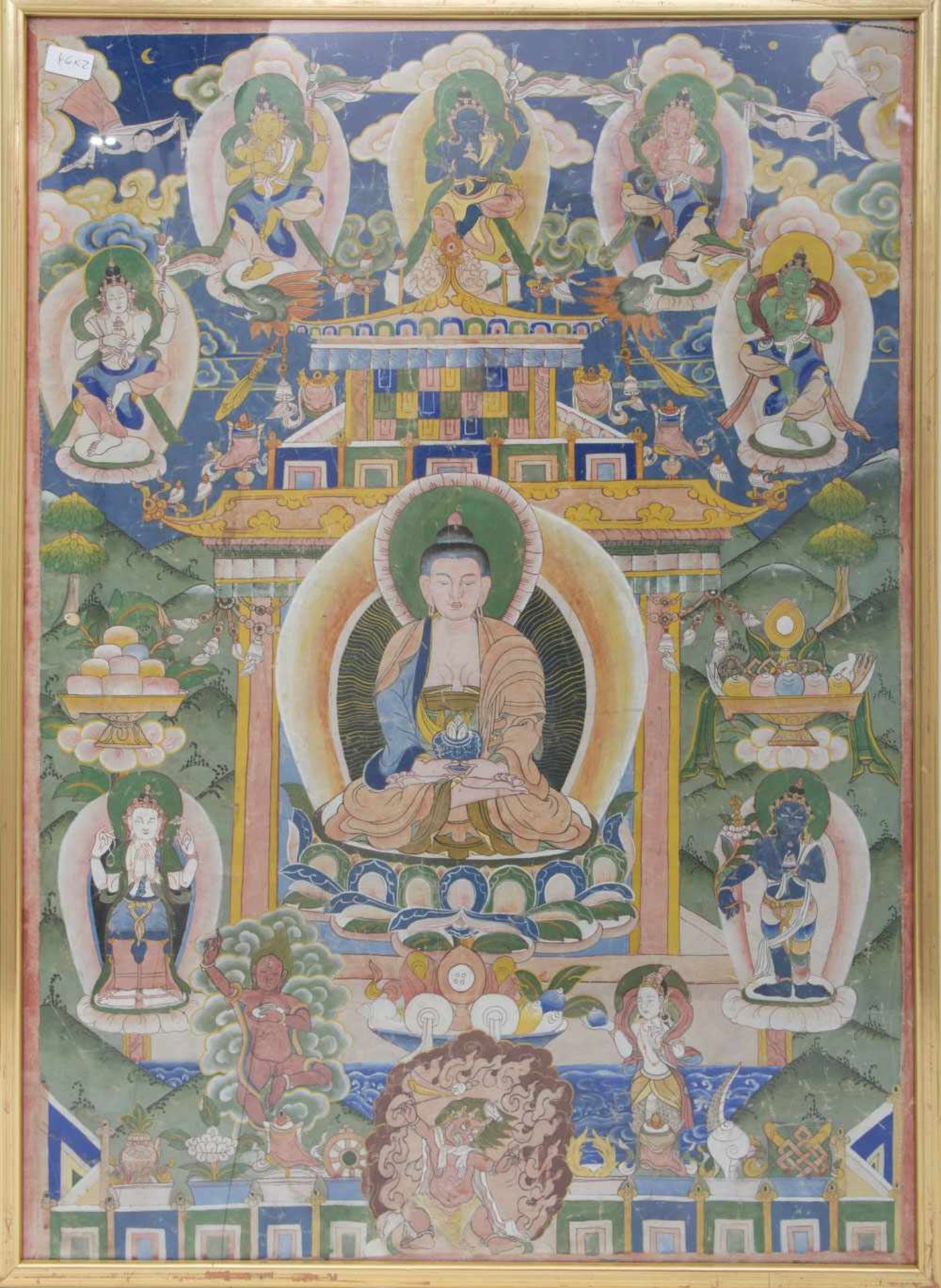 ZWEI THANGKAS, Nepal spätes 19. Jahrhundert Zwei Thangkas (einer gerahmt), Herkunft aus Nepal des - Image 2 of 8