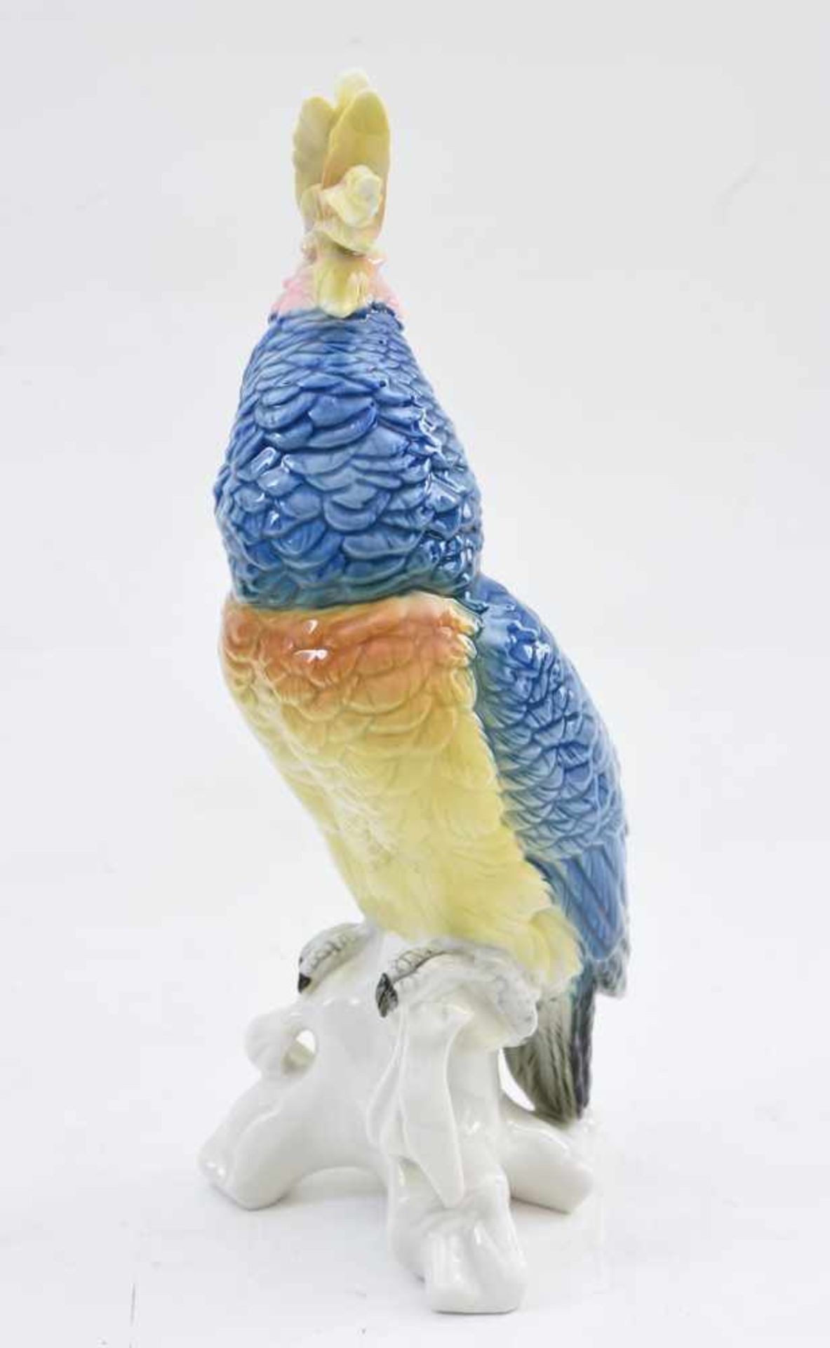 ENS VOLKSTEDT THÜRINGEN. Kakadu- Paar blau, Porzellan polychrom unterglasurbemalt, gemakt, 20. - Bild 11 aus 11