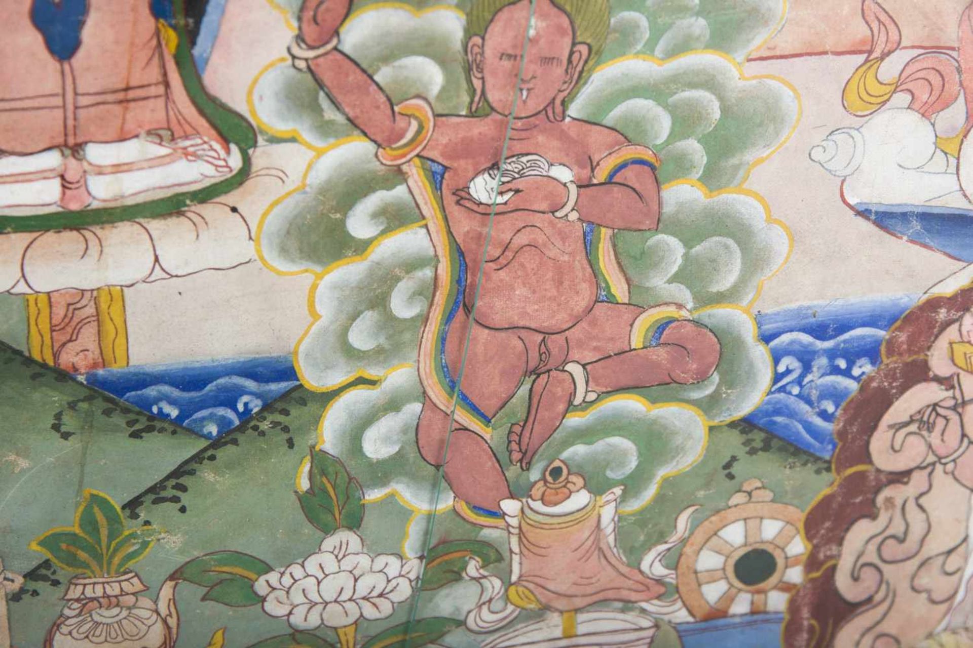 ZWEI THANGKAS, Nepal spätes 19. Jahrhundert Zwei Thangkas (einer gerahmt), Herkunft aus Nepal des - Image 4 of 8