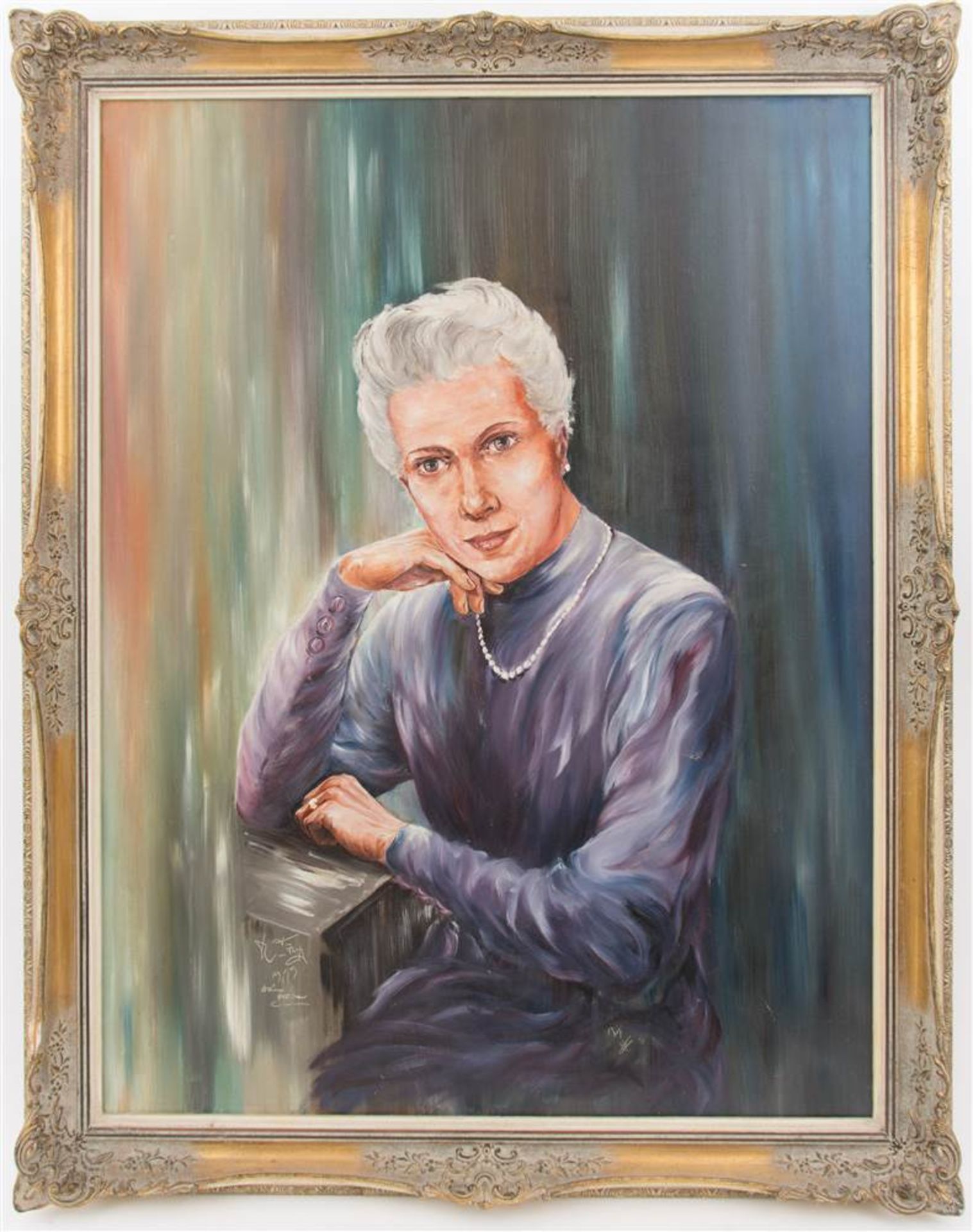 UNBEKANNTER KÜNSTLER. "Porträt einer alten Dame", Öl auf Leinwand, unleserlich sign. dat. 1959 Maße: