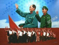SHENGQIANG ZHANG ," Mao IV", Öl auf Leinwand, Propagandabild, 3. Drittel 20. Jahrhundert