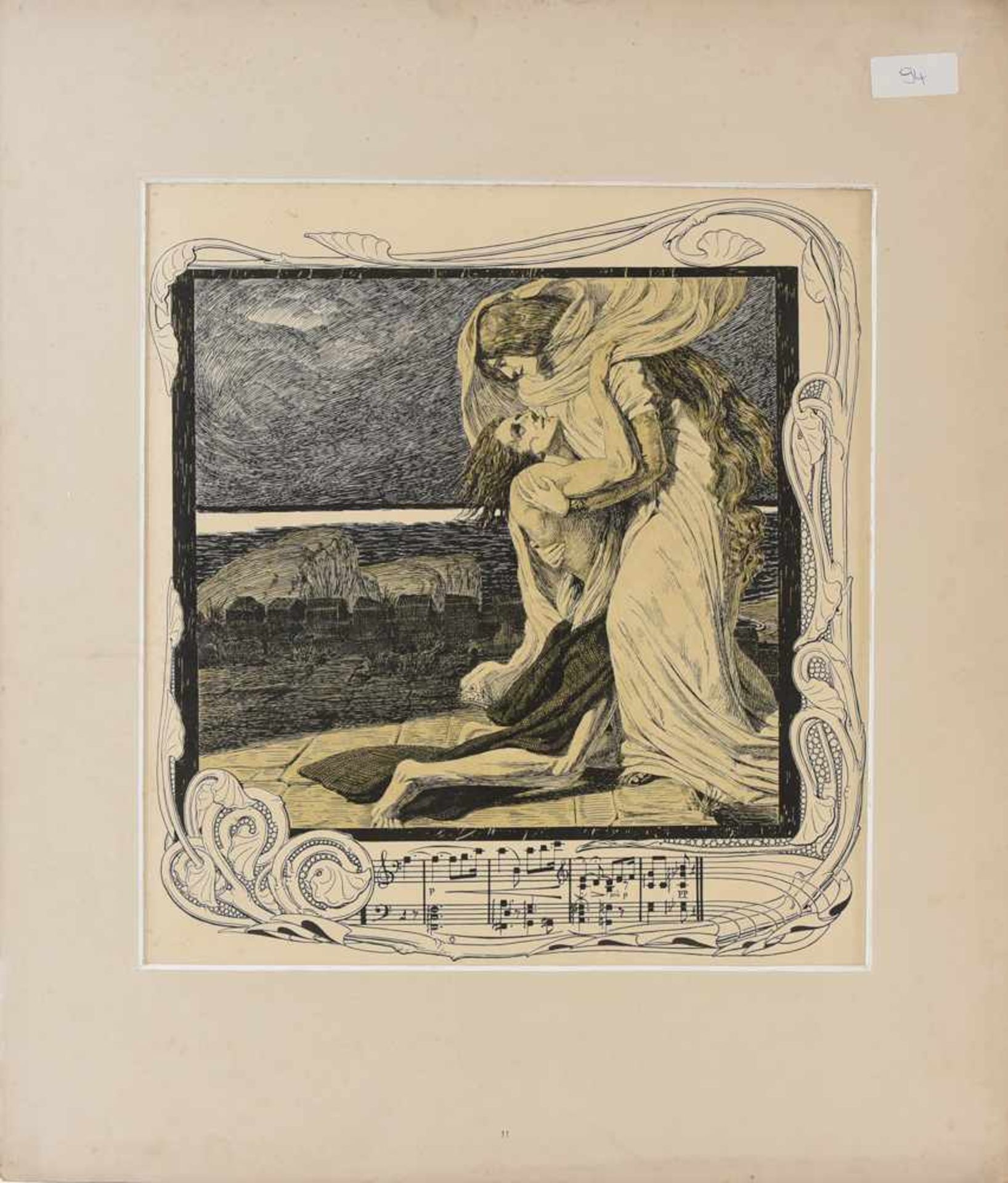 GRAFISCHES BLATT "NIBELUNGEN 1", Druck hinter Passepartout, um 1910 Maße mit Passepartout: 47 x 56