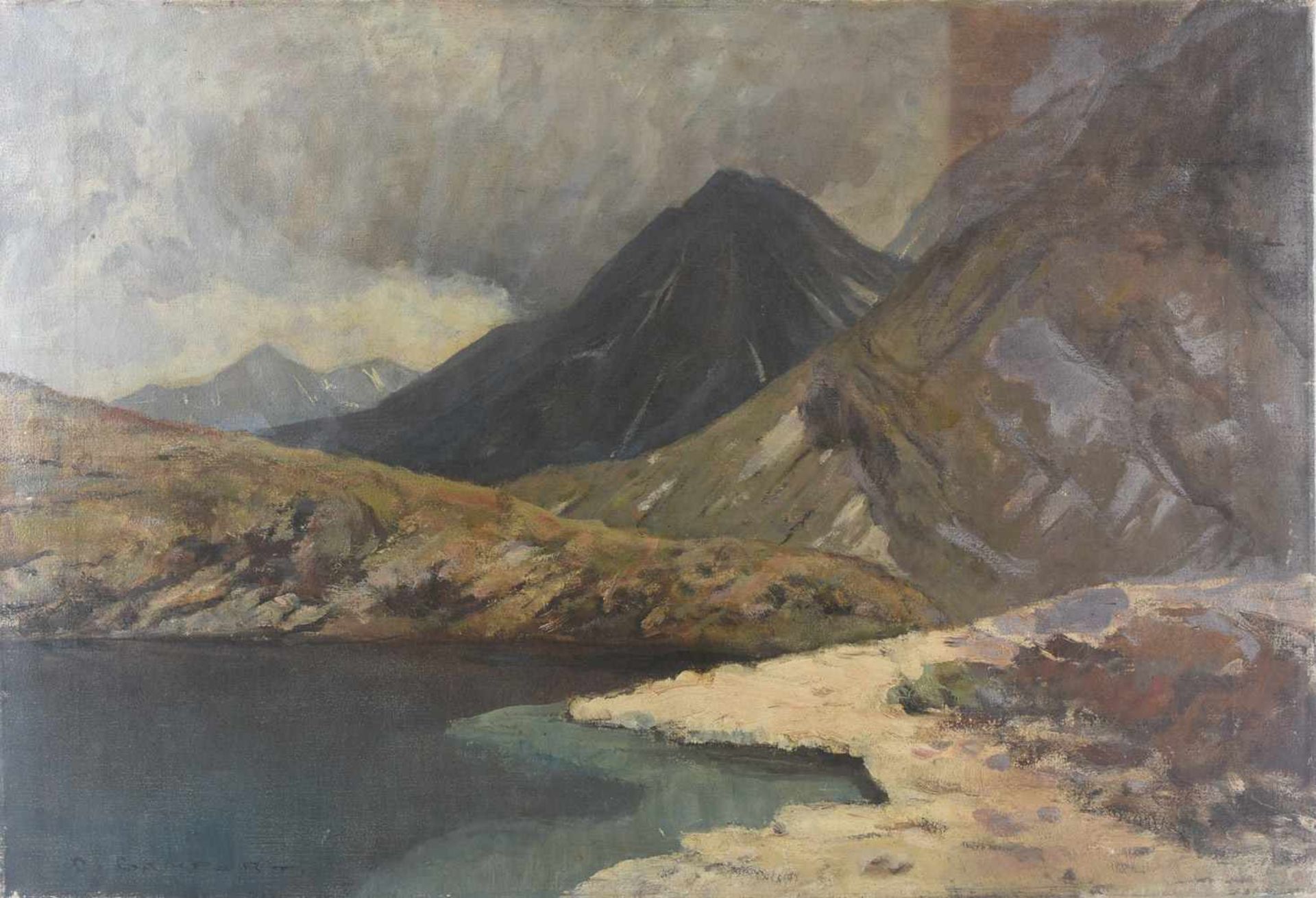 OTTO GAMPERT. "Schneeschmelze am Berninapass", Öl auf Leinwand, signiert Gemälde des Schweizer