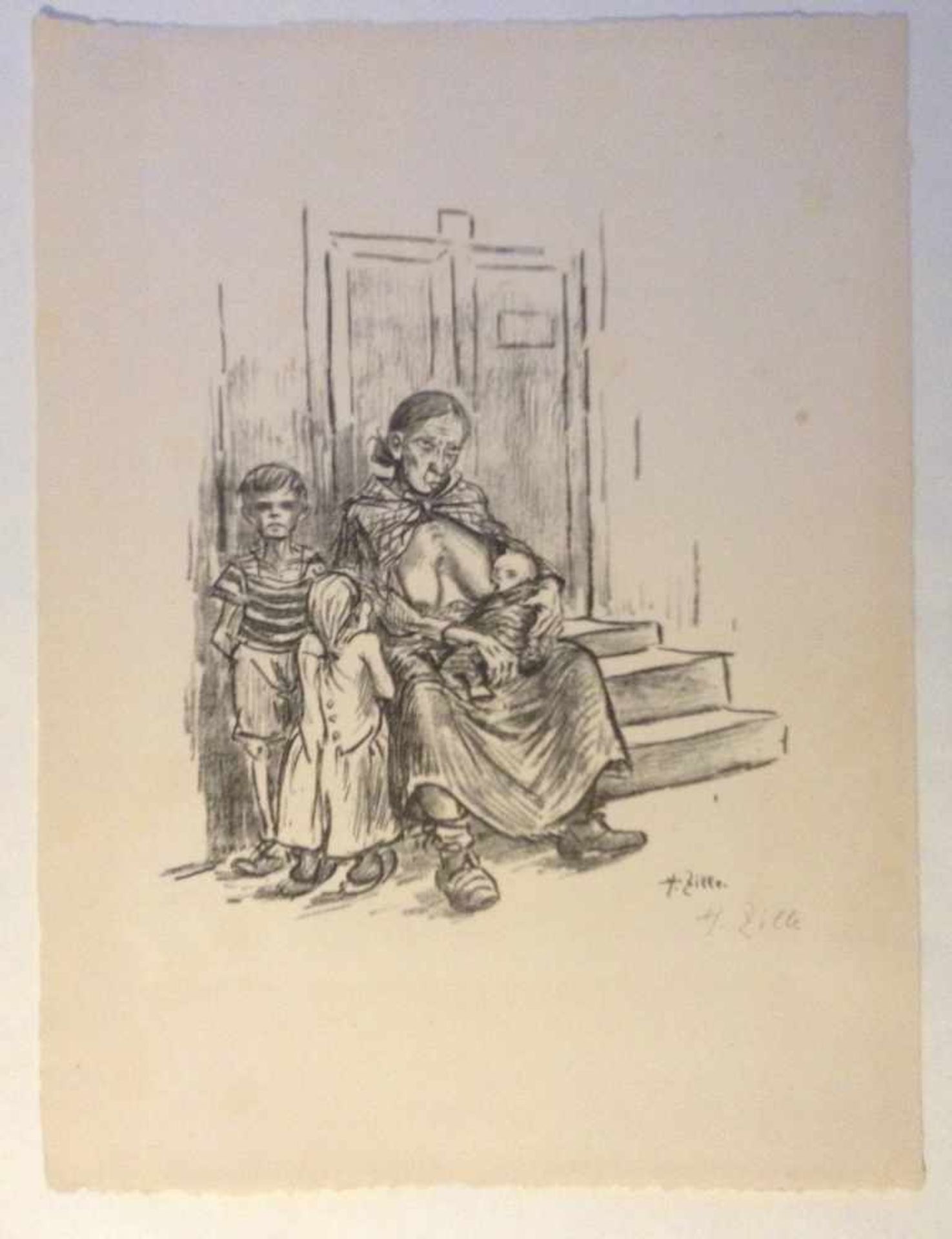 HEINRICH ZILLE,"Hunger", Lithographie, handsigniert Handsignierte Lithografie des Künstlers Heinrich - Bild 5 aus 9