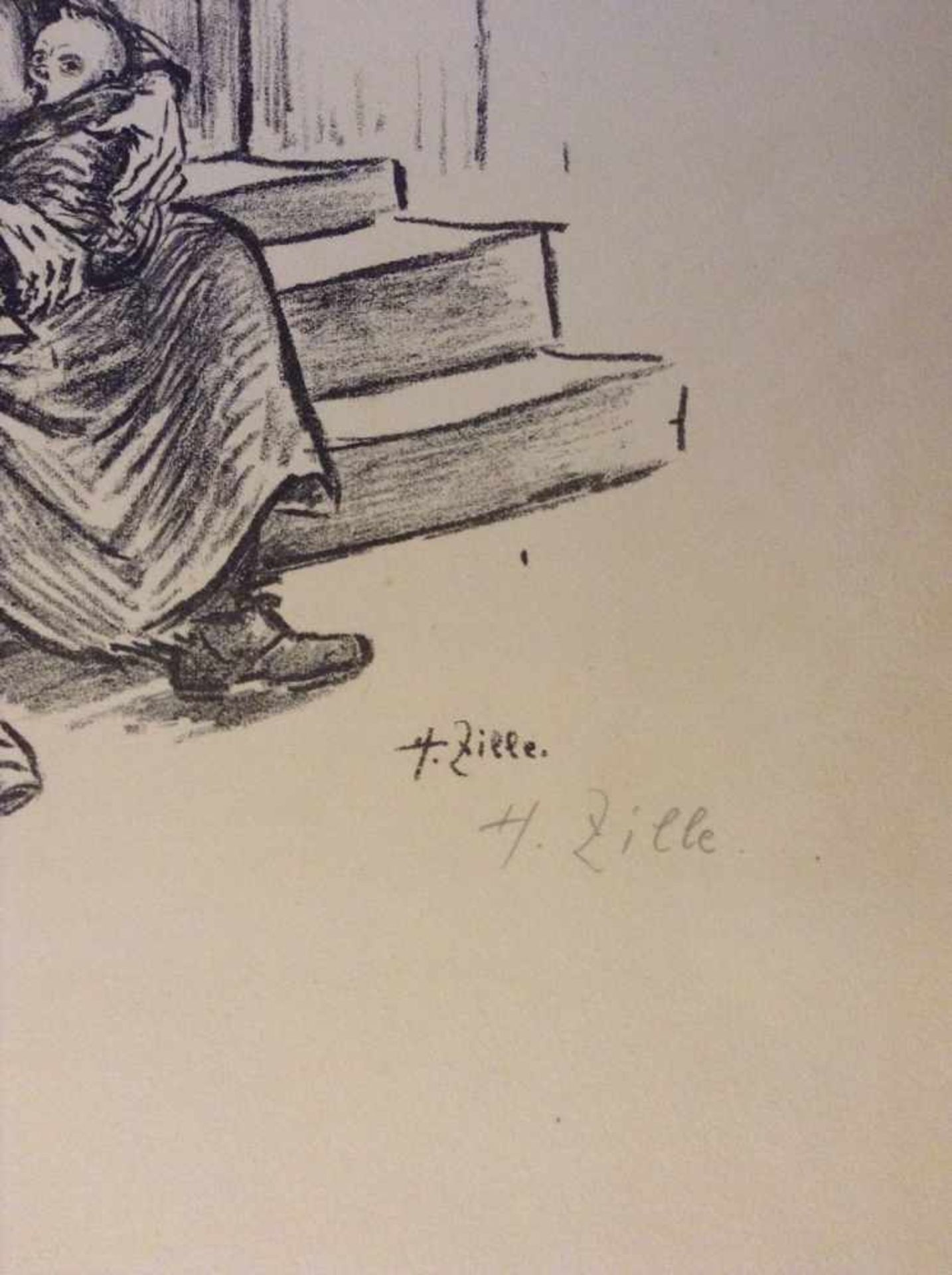 HEINRICH ZILLE,"Hunger", Lithographie, handsigniert Handsignierte Lithografie des Künstlers Heinrich - Bild 2 aus 9