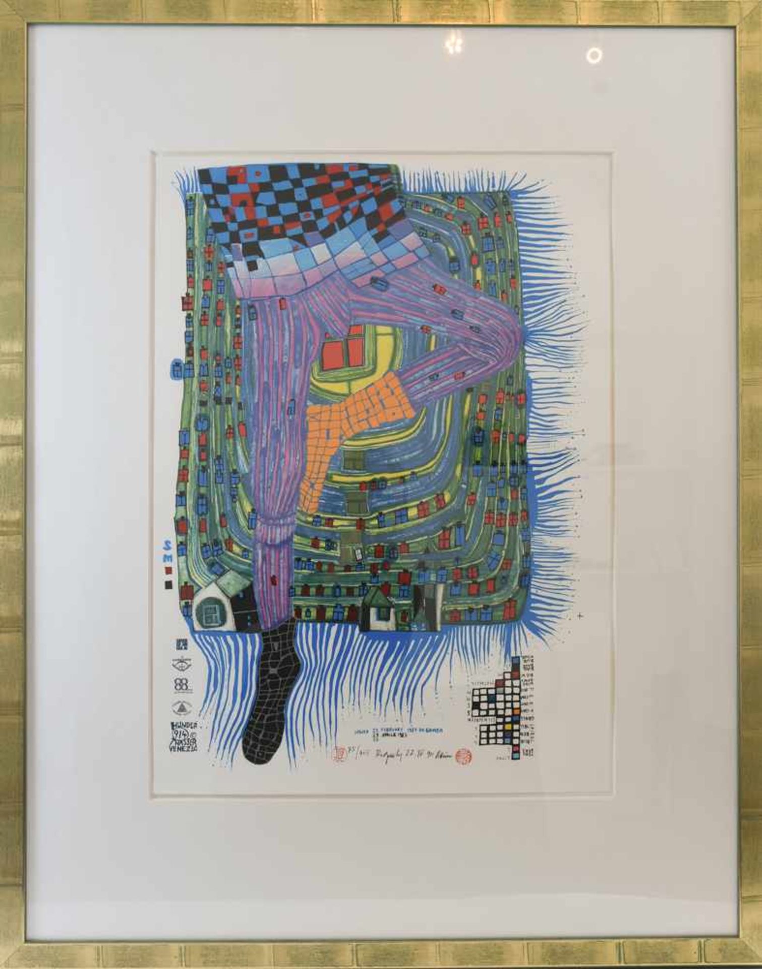 FRIEDENSREICH HUNDERTWASSER. "In Gamba", Origninallithographie, Mixed-Media-Technik auf - Bild 2 aus 5