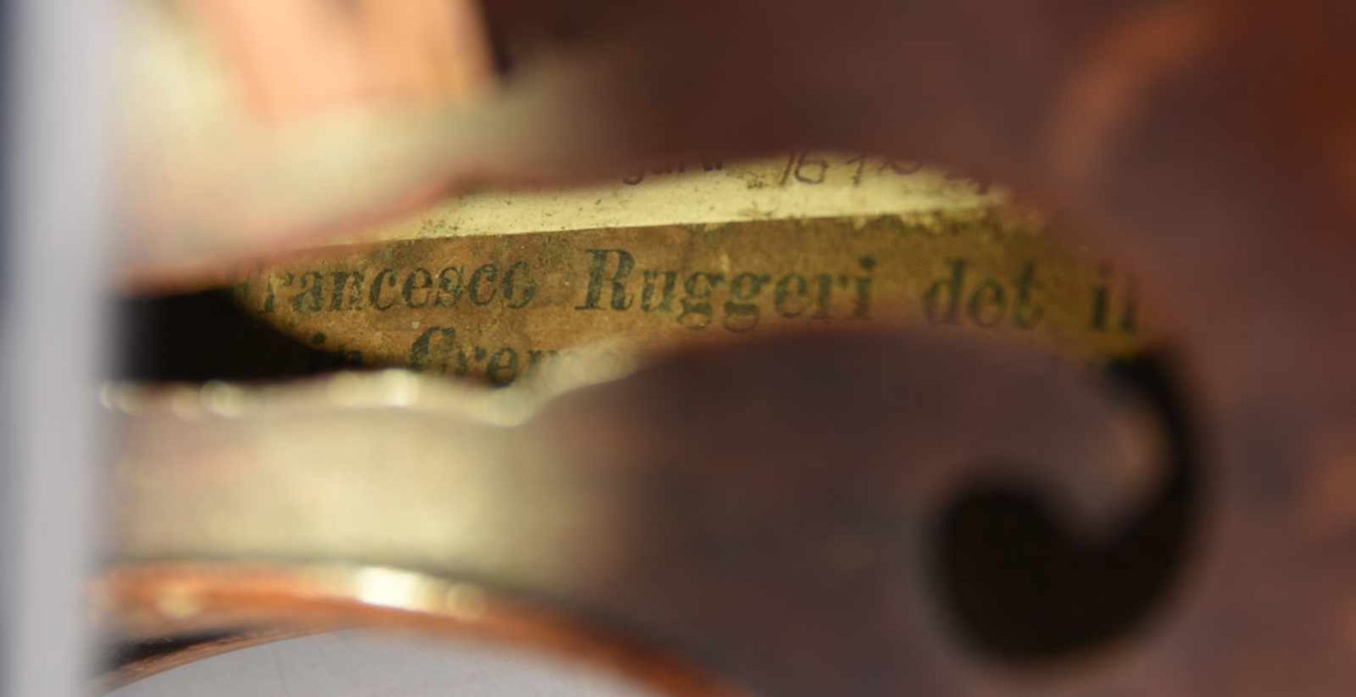 FRANCESCO RUGGERI. Nach. Geige mit Bogen und Kasten,Modell von 1676, um 1900 Wohl um 1900 - Bild 6 aus 9