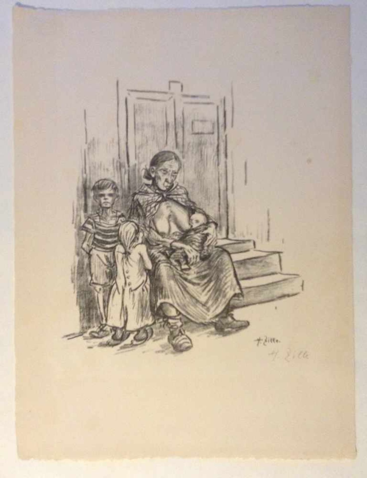 HEINRICH ZILLE,"Hunger", Lithographie, handsigniert Handsignierte Lithografie des Künstlers Heinrich - Bild 3 aus 9
