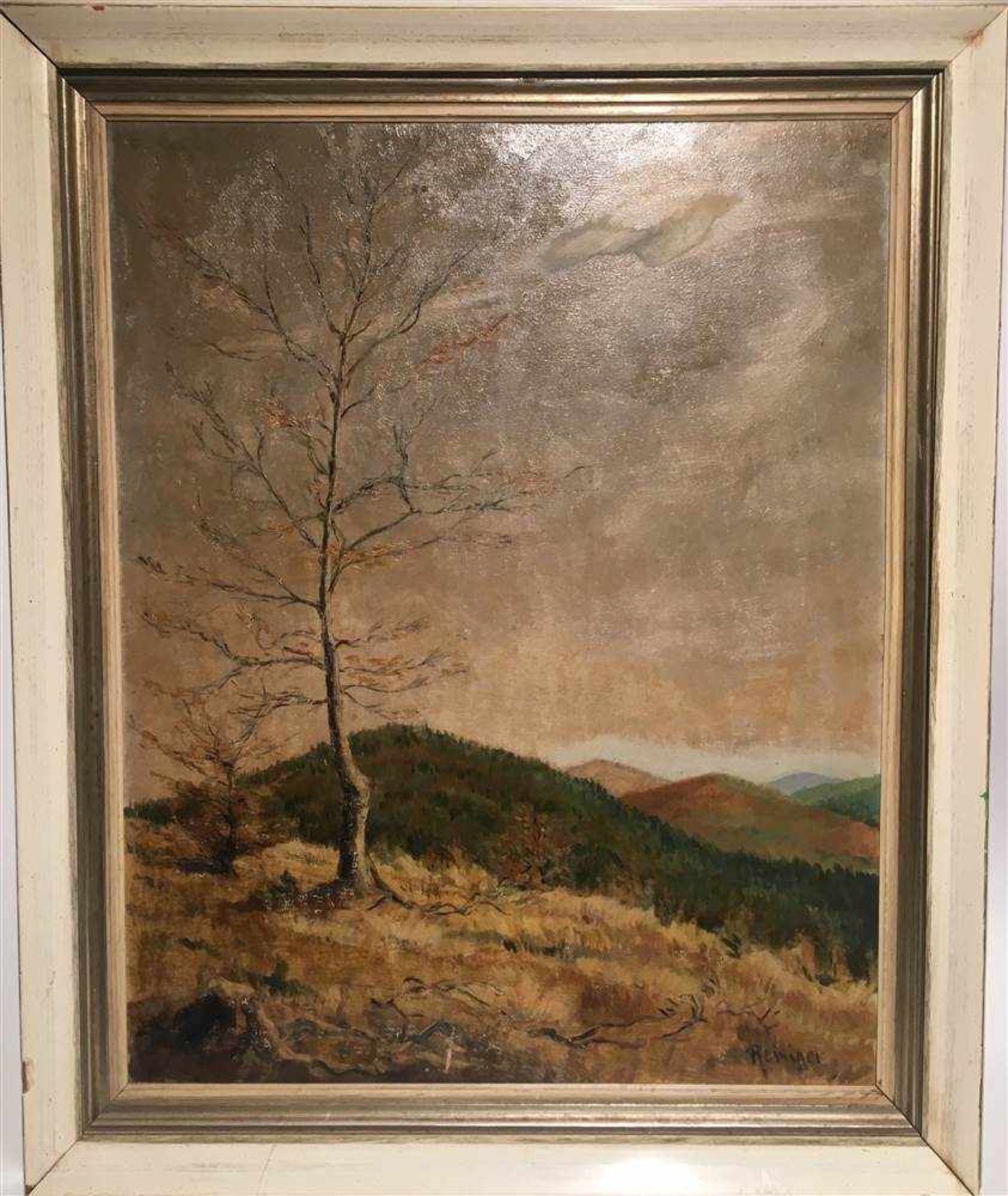 OTTO REINIGER. Schwäbische Landschaft, Öl auf Platte, gerahmt und signiert, um 1900 Otto Reiniger (*