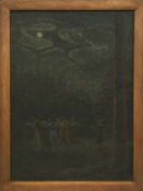 UNBEKANNTER MALER, "Nächtlicher Ringelreihen",Öl auf Platte, gerahmt, um 1920 Dargestellt in