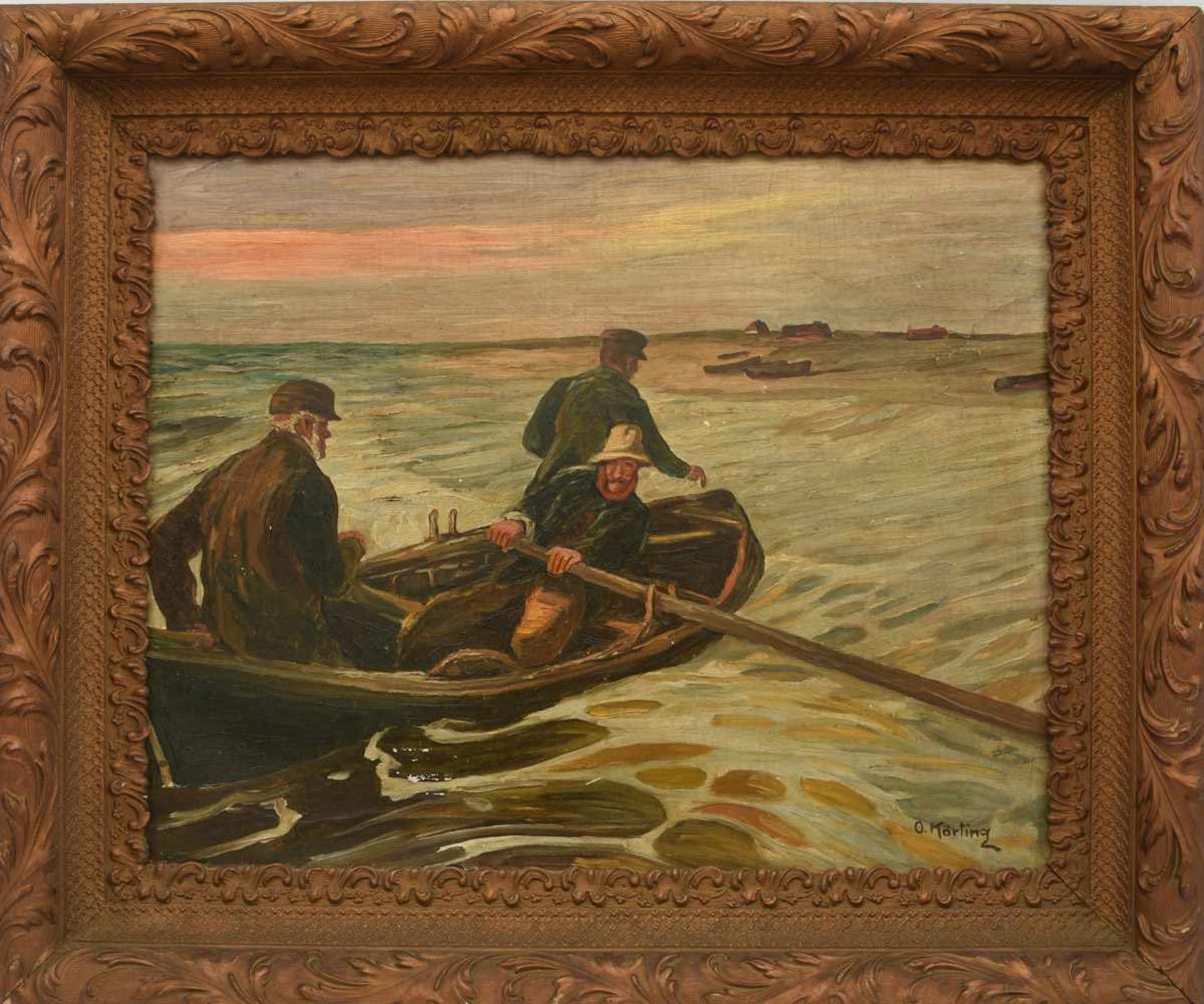 UNBEKANNTER KÜNSTLER,"Die Fischer", Öl auf Leinwand, gerahmt, 1. Viertel 20. Jahrhundert Rechts