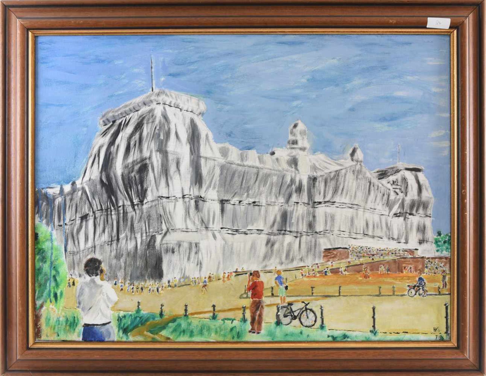 "VERHÜLLTER REICHSTAG", Acryl auf Leinwand, gerahmt, monogrammiert und datiert Malerische