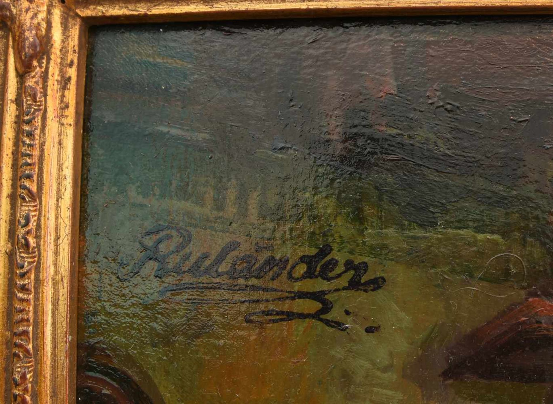 H.RULÄNDER,"Deftiger Hüttenschmaus", Öl auf Leinwand, gerahmt und signiert, Ende 20.Jahrhundert - Bild 2 aus 4