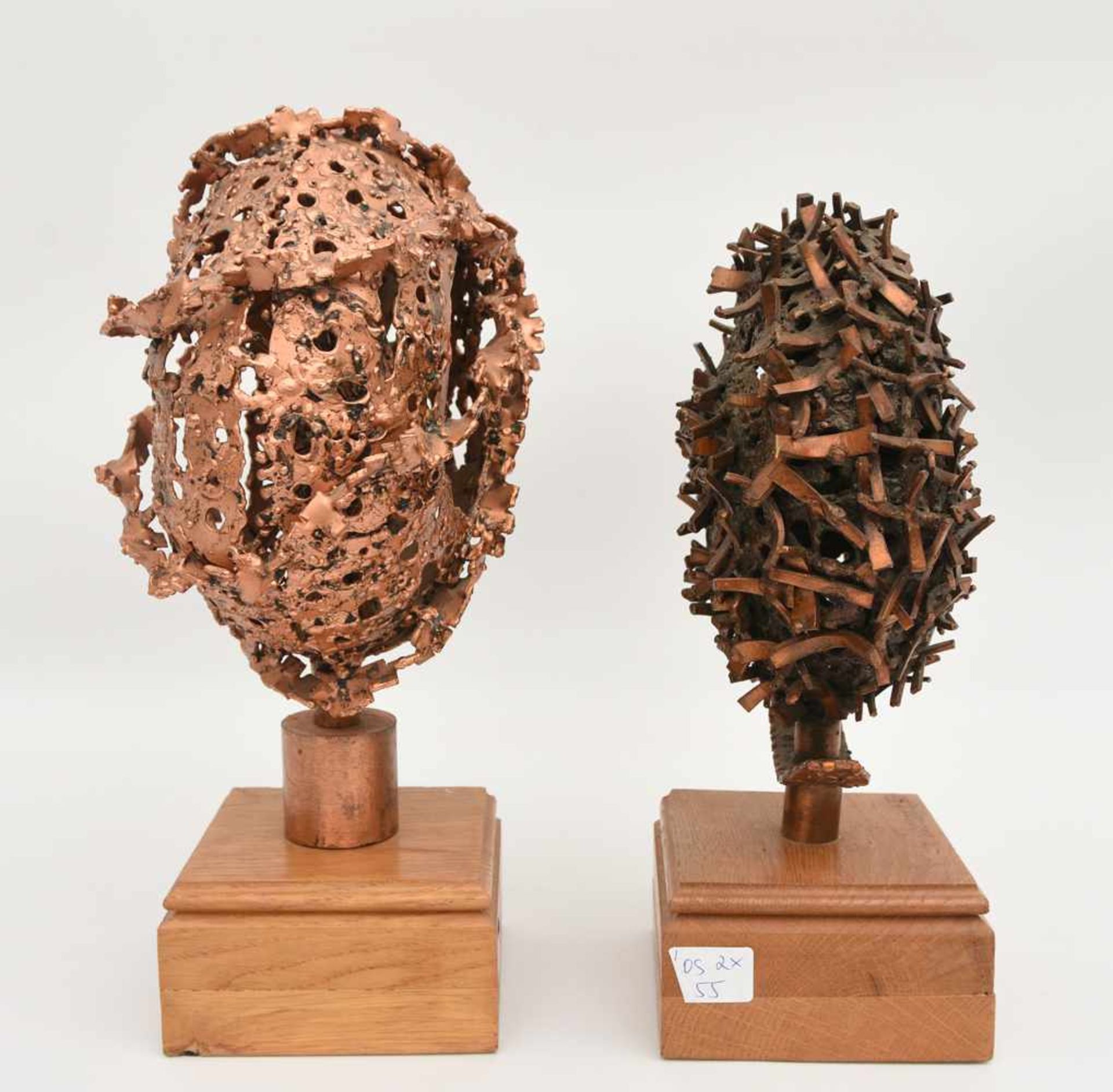 I.DVORAK, "Zwei Bäume", Skulpturen aus Kupfer/Eisen auf Holz, bezeichnet und datiert Zwei aus - Bild 2 aus 5