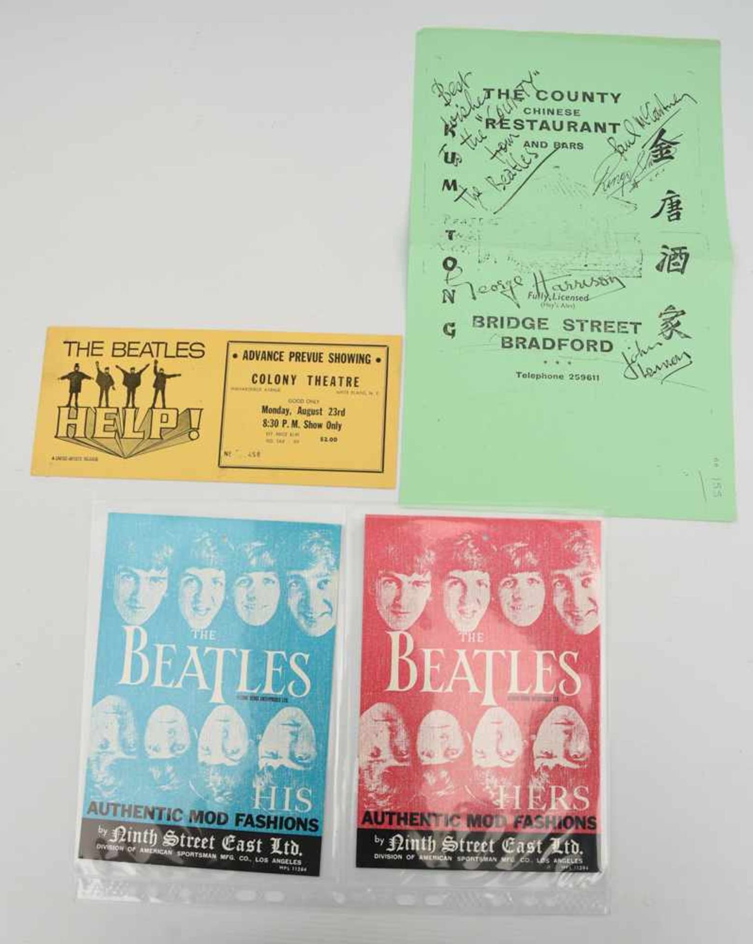 THE BEATLES- MEMORABILIA 10: Werbekarten & Eintrittskarte, USA/UK 1965/1966 Konvolut aus zwei - Bild 2 aus 4