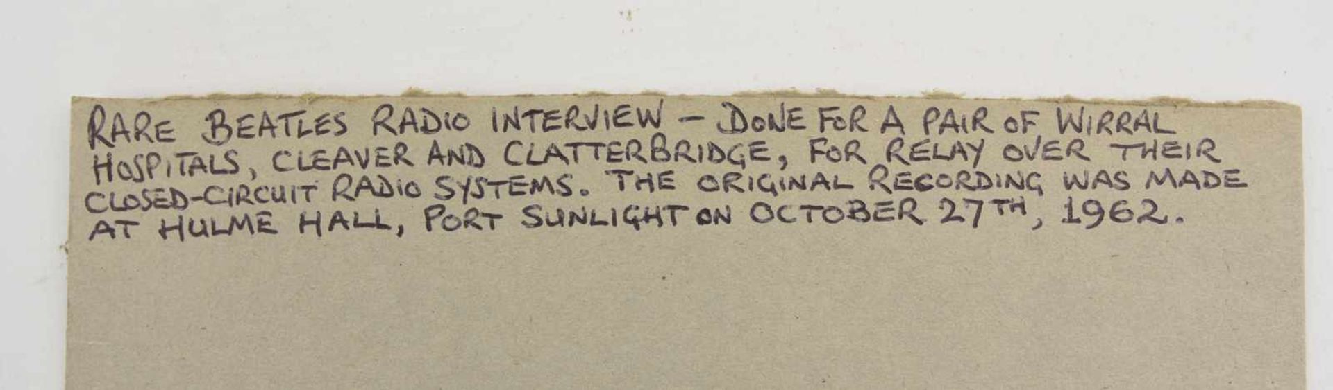 THE BEATLES- RARE INTERVIEW: schwarze Flexi-Disc, UK 1962 Ein im Jahre 1962 aufgenommenes seltenes - Bild 2 aus 3