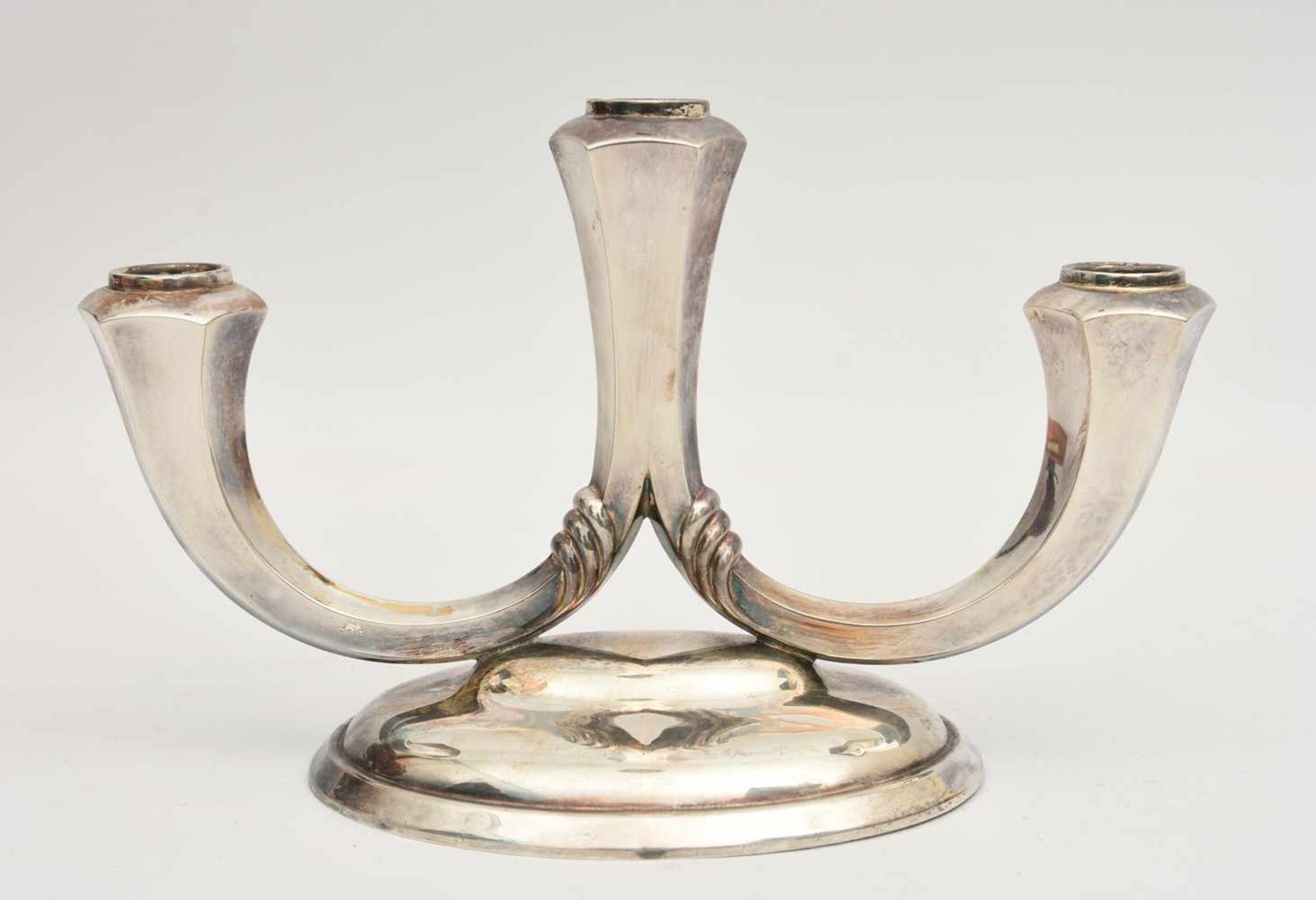 KERZENSTÄNDER, 3-armig, 925, gemarkt, Deutschland 1. Hälfte 20. Jahrhundert Silber-Kerzenständer