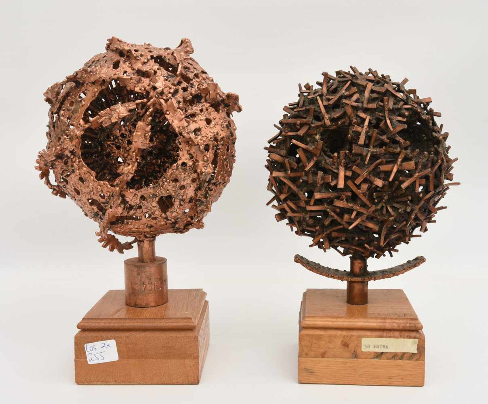 I.DVORAK, "Zwei Bäume", Skulpturen aus Kupfer/Eisen auf Holz, bezeichnet und datiert Zwei aus - Bild 3 aus 5