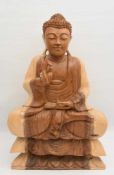 BUDDHA, beschnitztes Holz, Südostasien 20. Jahrhundert Klassische Buddha- Darstellung aus