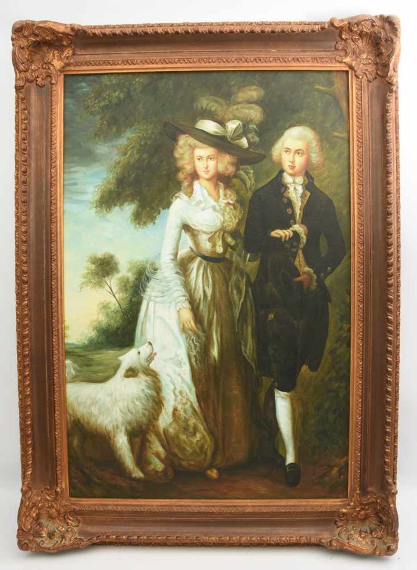 UNBEKANNTER KÜNSTLER, "Mrs. and Mrs. William Hallett", Öl auf Malleinen, gerahmt, 20. Jahrhundert