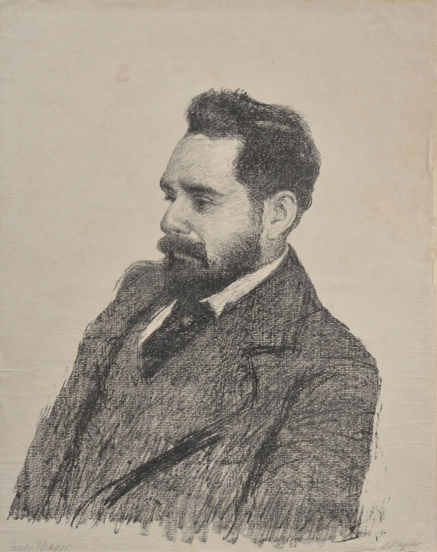 Kayser, Paul (1869-1942) "Portrait Friedrich Schaper", Kreidelithographie, u.l. bet./u.r. sign.,