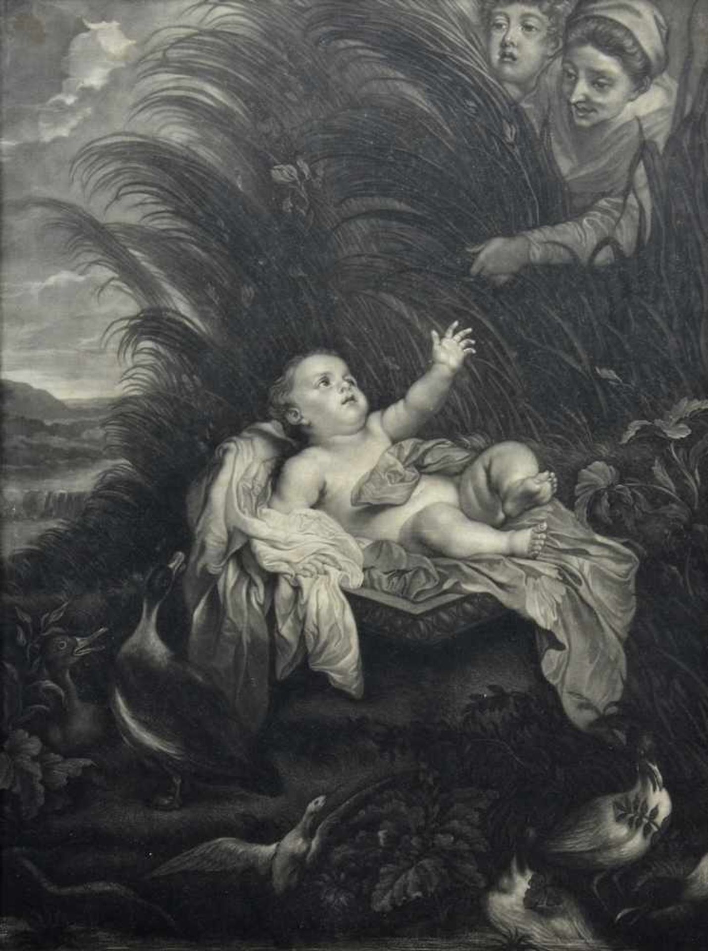 Ardel/van Dyck, Anthonis (1599-1641) "Auffindung des Mose", Kupferstich, 53x37 (m.R.60x44cm)