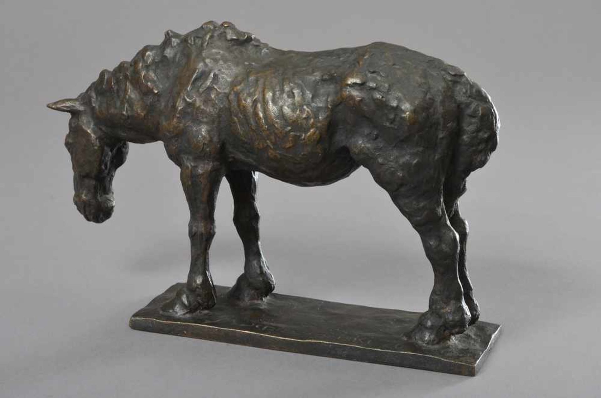 Schmergalski, Maxymilian (?) "Altes Pferd", 1926, Bronze, sign./dat., 18x28cm - Bild 2 aus 5
