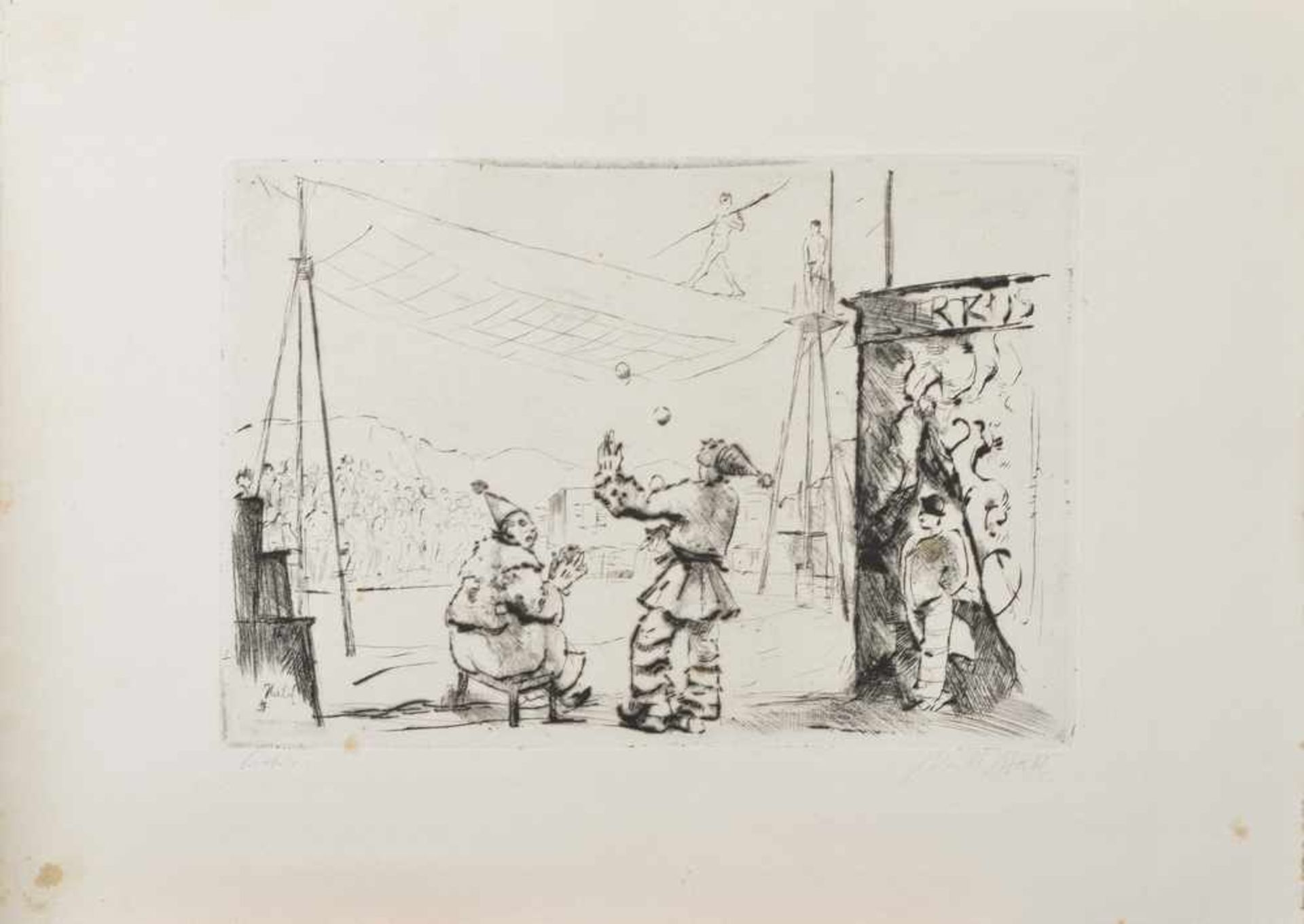 5 Diverse Griffelkunst Blätter: Habl, Willy (1888-1965) "Zirkus" 1931, Radierung, 16x24/26x37cm, - Image 6 of 6