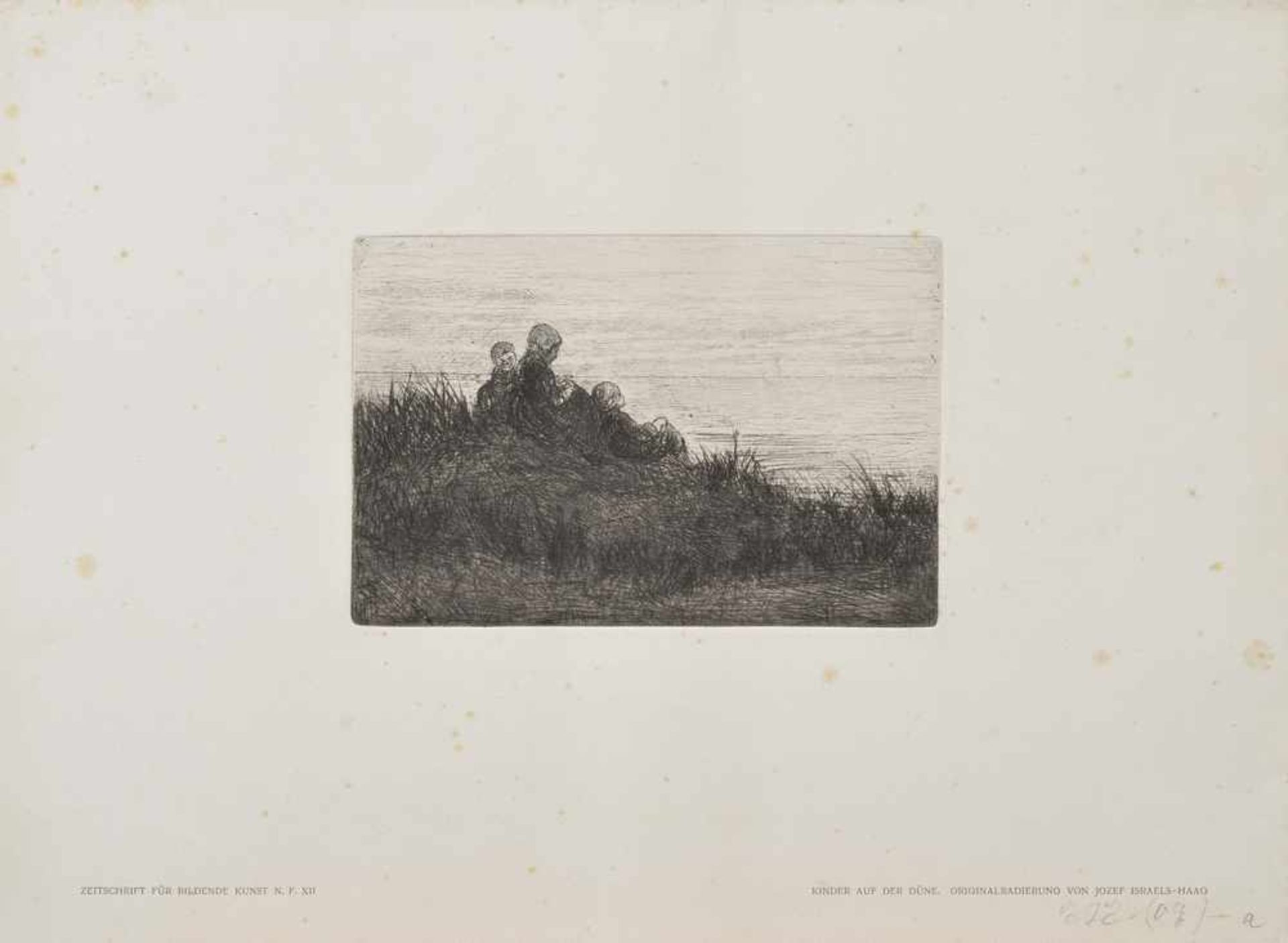 5 Diverse Graphiken: Israels, Jozef (1824-1911) "Kinder an der Düne", Radierung, 10x15cm, Harleff, - Image 6 of 6