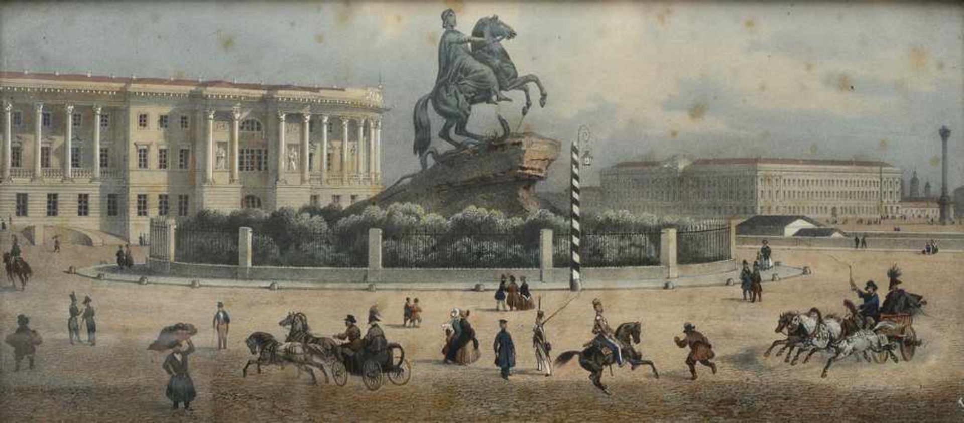 Bichebois, Louis Ph. A. (1801-1850) "Peter der Große Denkmal in St. Petersburg", Lithographie,