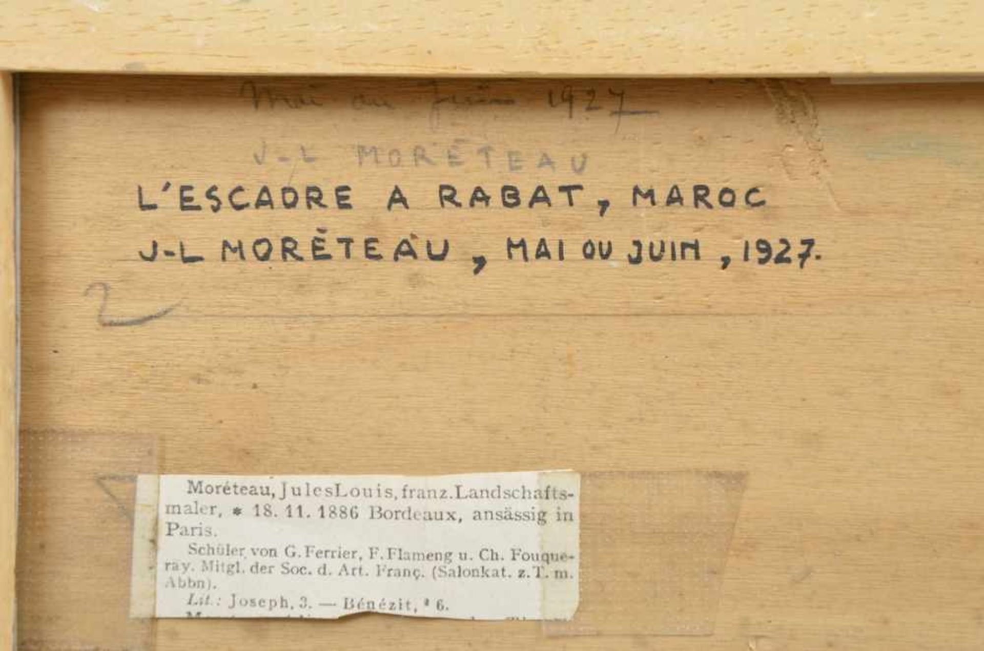 Paar Moréteau, Jules Louis (1886-1950) "Meereslandschaften", Öl/Holz, um 1927, 21x26cm - Bild 4 aus 4