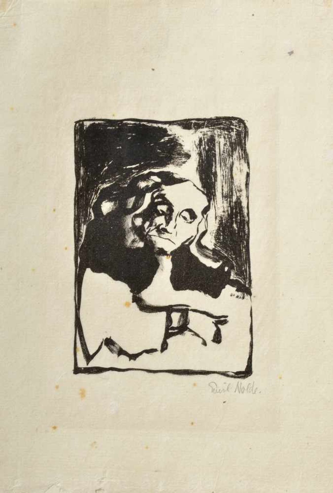 Nolde, Emil (1867-1956) "Faust" 1911, Lithographie, u.r.sign., 15x11cm, Rostflecken