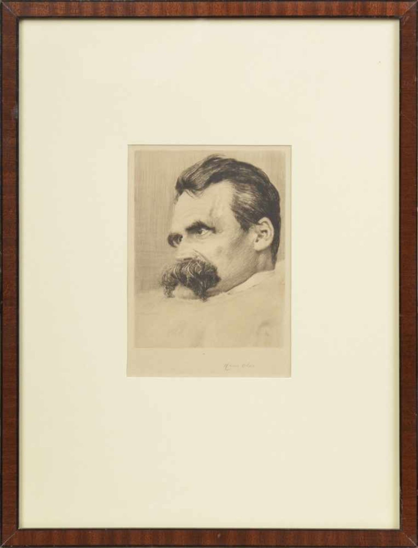Olde, Hans (1855-1917) "Portrait Friedrich Nietzsche", Radierung, u.r.i.d. Platte monogr., u.r. - Image 2 of 2
