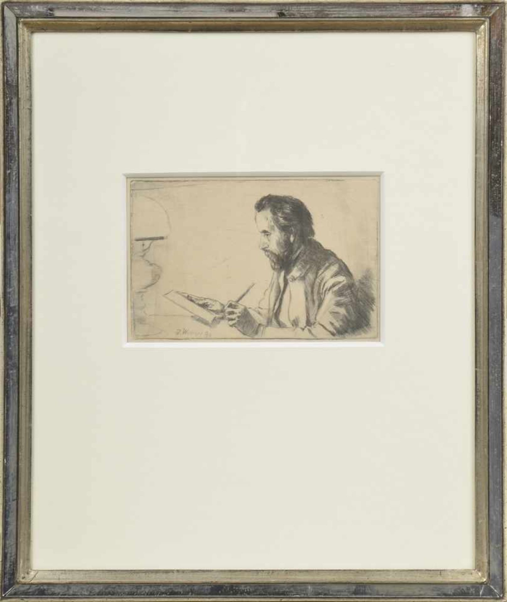 Wohlers, Julius (1867-1953) "Selbstportrait mit Petroleumlampe", Radierung, u.l.sign./dat. 1896, - Bild 2 aus 3