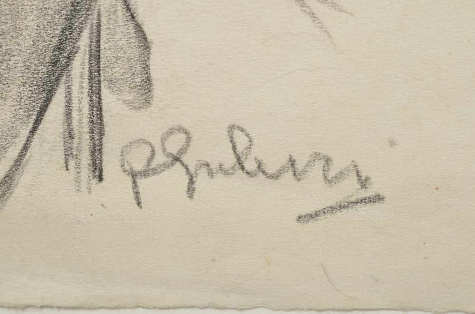 Unleserlich signiert "Sitzende Frau mit Strapsen", Kohle auf Papier, u.r. sign., 31,5x22cm (m.R. - Bild 3 aus 3