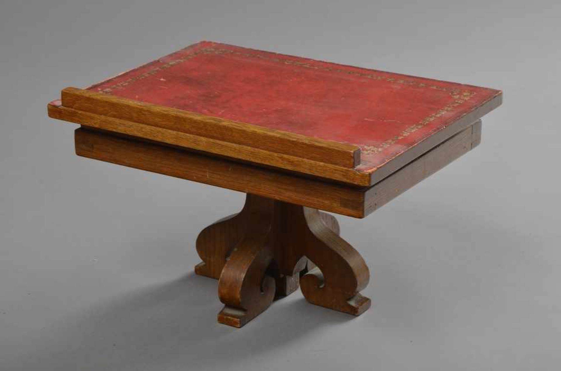 1 Eichen Buchpult mit rotem Leder, geprägt, 25-45cmx40x30cm - Bild 2 aus 2